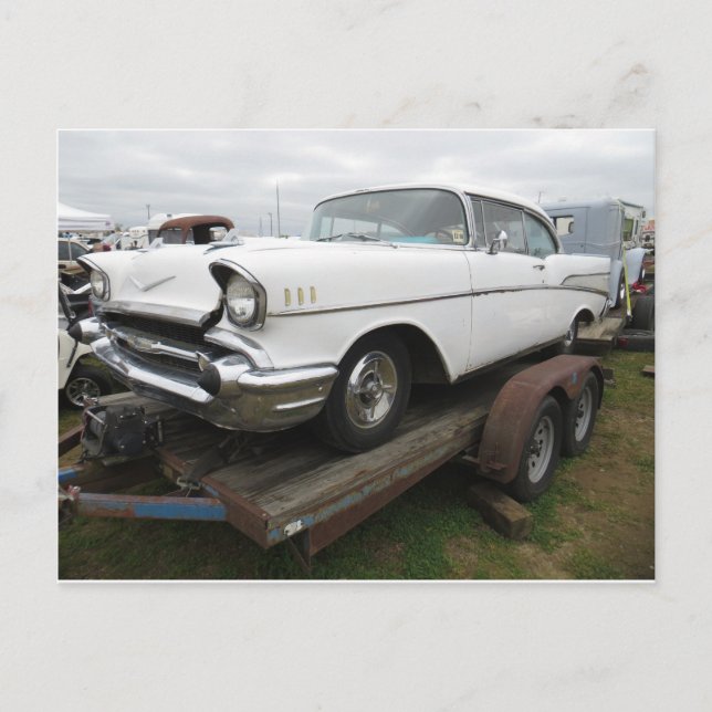 Antikes Weißes Auto Postkarte (Vorderseite)