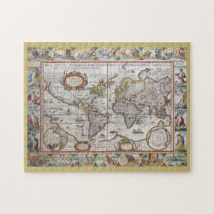 Antikes Weltkarten-Puzzle