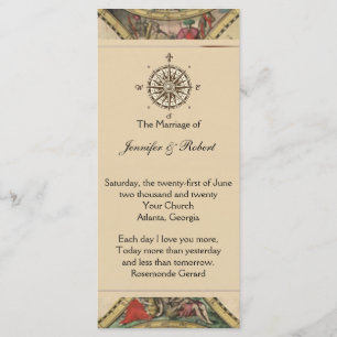 Antikes Welts-Karten-Hochzeits-Programm Programm