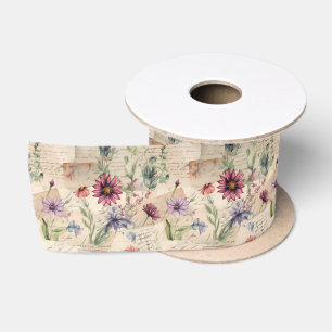 Antikes Wildblumenmuster Satinband