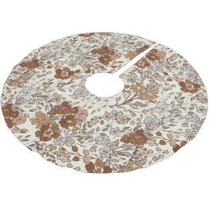Antikes wilde Blumenbraune Blume Natur Muster Polyester Weihnachtsbaumdecke