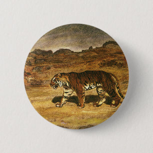 Antikes Wildtier, Bengal-Tiger durchstreift Ebenen Button