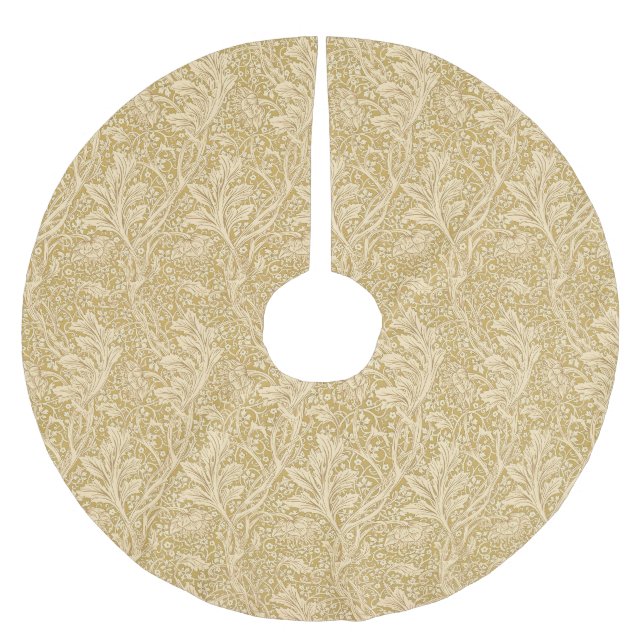 Antikes William Morris Arcadia Gold Nahtlos Polyester Weihnachtsbaumdecke (Vorderseite)