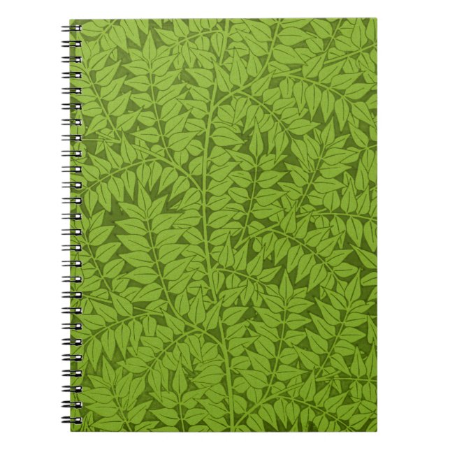 Antikes William Morris Branch Grünes Blatt Muster Notizblock (Vorderseite)