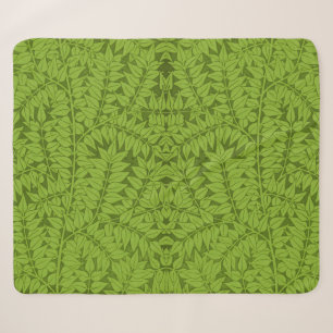 Antikes William Morris Branch Grünes Blatt Muster Sherpadecke