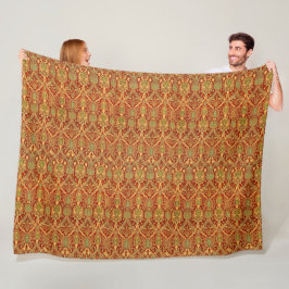 Antikes William-Morris-Muster Rot Türkis Gold Fleecedecke