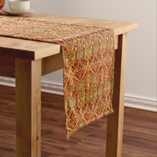 Antikes William-Morris-Muster Rot Türkis Gold Großer Tischläufer