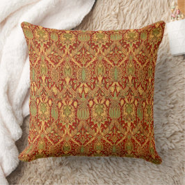 Antikes William-Morris-Muster Rot Türkis Gold Kissen