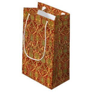 Antikes William-Morris-Muster Rot Türkis Gold Kleine Geschenktüte