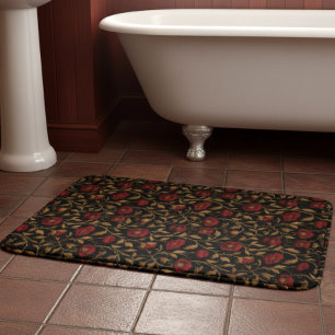 Antikes William Morris Rot Gold Mohn Blumenmuster Badematte