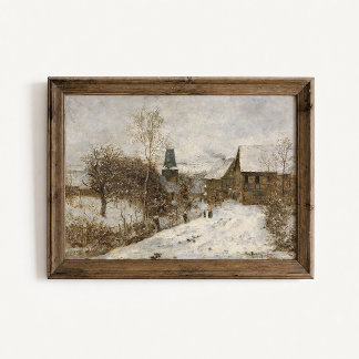 Antikes Winterdorf-Schneeposter Poster