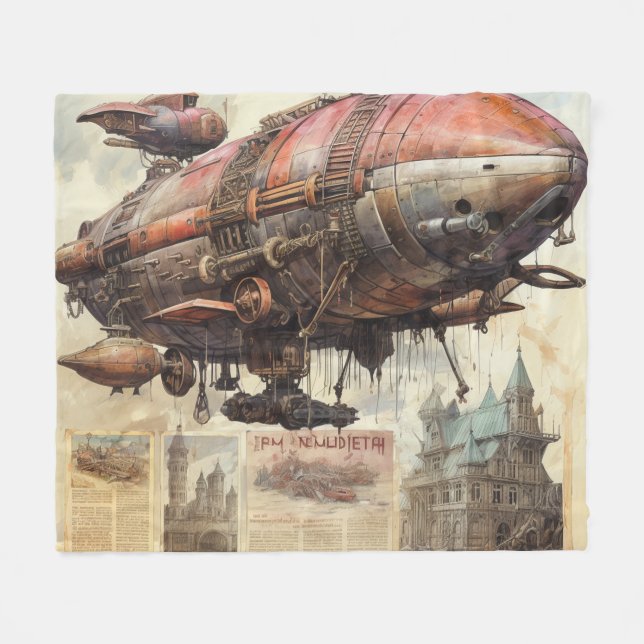 Antikes Zeppelin-Kupfer-Messing-Luftschiff Fleecedecke (Vorderseite (Horizontal))