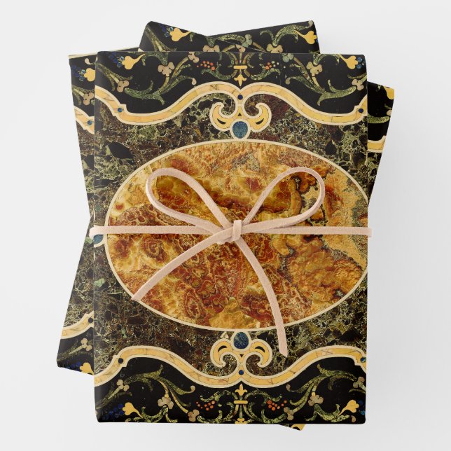 Antikes Ziermuster - italienisches Gemsteinmuster Geschenkpapier Set (Beispiel)