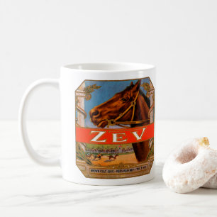 Antikes Zigarrenetikett, Zev Rennpferde Brauner He Kaffeetasse