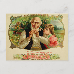Antikes Zigarrenkistenetikett Postkarte