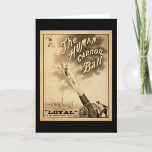 Antikes Zirkusplakat Human Cannonball circa 1879 Karte