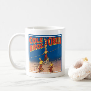 Antikes Zirkusplakat mit Hochseilakrobaten Kaffeetasse