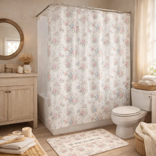 AntikRustikal Verspielter Shabby Chic Stil Blumen Duschvorhang