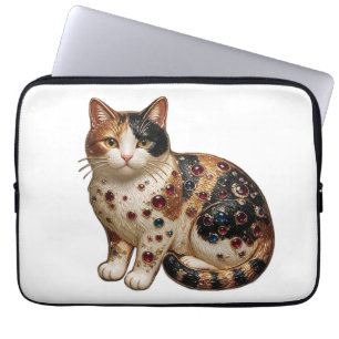 Antikstil feine Dreifarbenkatze Laptopschutzhülle