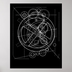 Antikythera-Mechanismus Zeichnend Poster