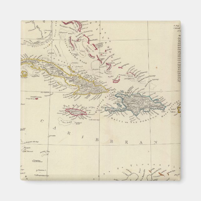 Antillen oder WestIndien Inseln Magnet (Vorne)