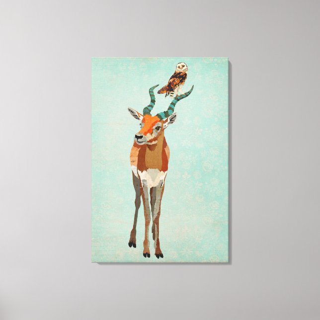 Antilope & Eule Leinwand (Vorderseite)