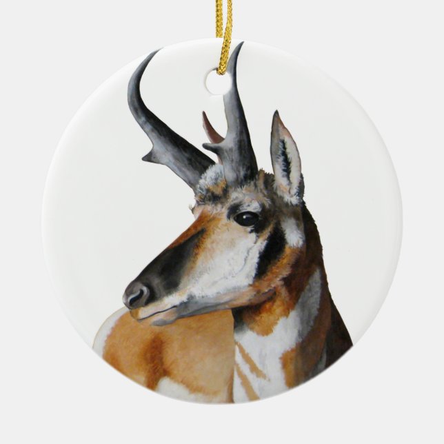 Antilopen-Hauptweihnachtsverzierung Keramikornament (Vorne)