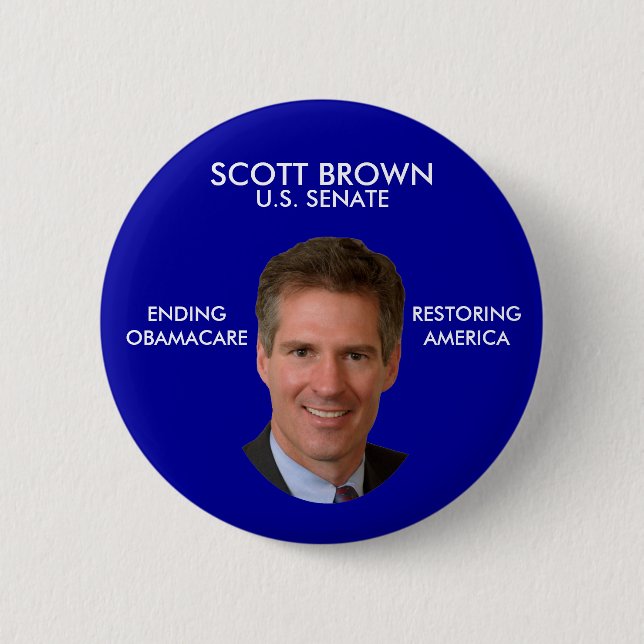 AntiObama politischer Knopf Scotts Brown Button (Vorderseite)