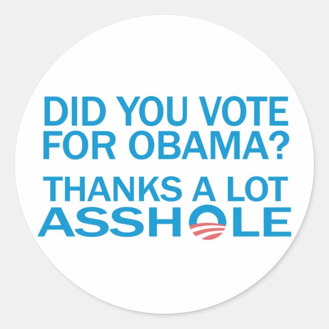 AntiObama-Sticker Runder Aufkleber (Vorderseite)