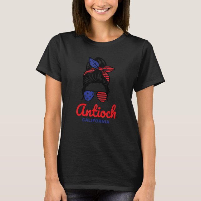 Antioch California Retro Messy Bun T-Shirt (Vorderseite)