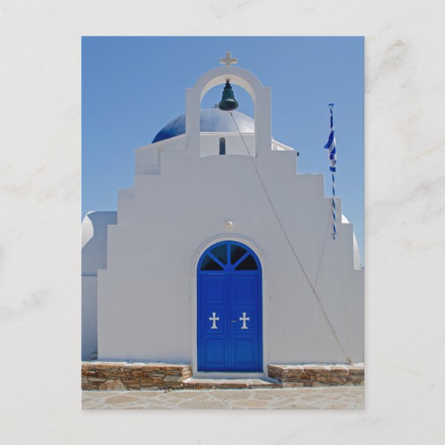 Antiparos Blue and White Chapel Postkarte (Vorderseite)