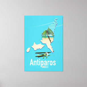 Antiparos-Griechenland-Reisekarte Leinwanddruck