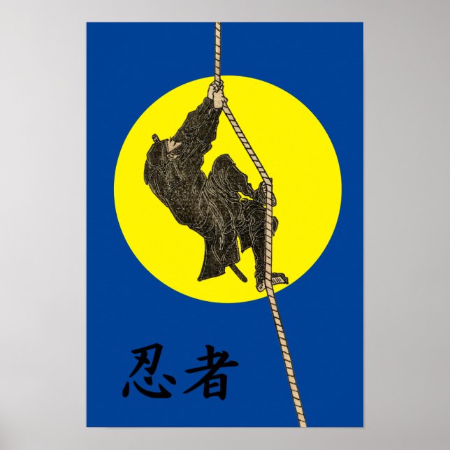 Antiqua Japanisch Ninja Manga von Katsushika Hokus Poster (Vorne)