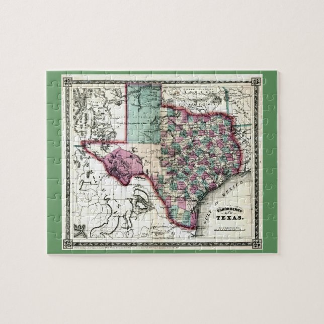 Antiquarian-Karte 1866 von Texas durch Schönberg (Horizontal)