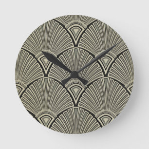 antiquarisch, Jugendstil, beige, grau, Art déco, f Runde Wanduhr