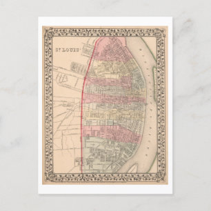 Antique 1868 Carte de Saint-Louis, Missouri,