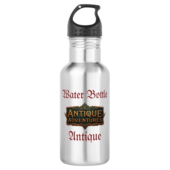 Antique Adventures Typografy Art Zeitlos - Edelstahlflasche (Vorderseite)