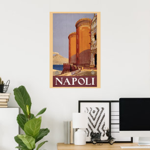 Antique affiche de voyage Napoli Naples Italie 192