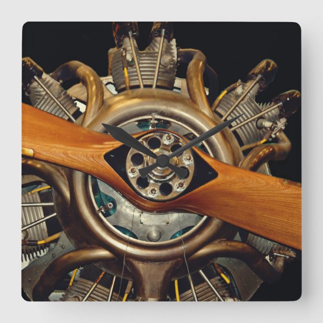 Antique Aircraft Quadratische Wanduhr (Vorderseite)