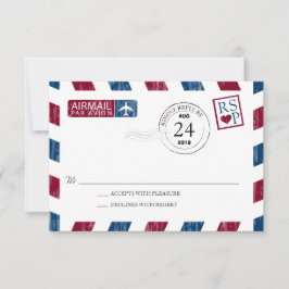 Antique Airmail Wedding RSVP Karte