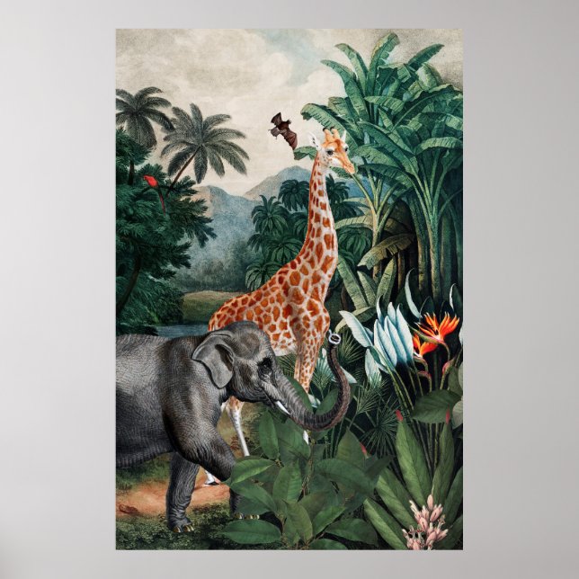 Antique Animals Jungle Print Poster (Vorne)