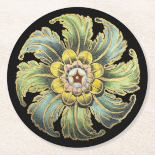 Antique Architectural Rosette Nr. 1 Runder Pappuntersetzer