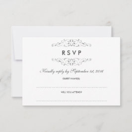 Antique Argent Flourish Wedding RSVP