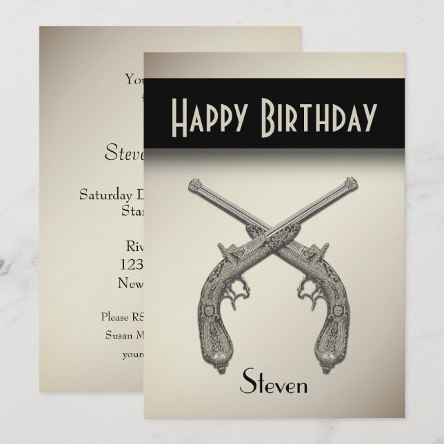 Antique Armes Anniversaire Fête Invitation (Devant / Derrière)