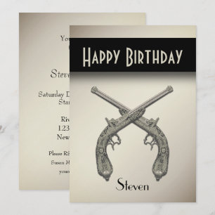 Antique Armes Anniversaire Fête Invitation