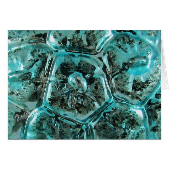 Antique Art Verre Aqua Turquoise Bijoux bleu Shell (Devant horizontal)