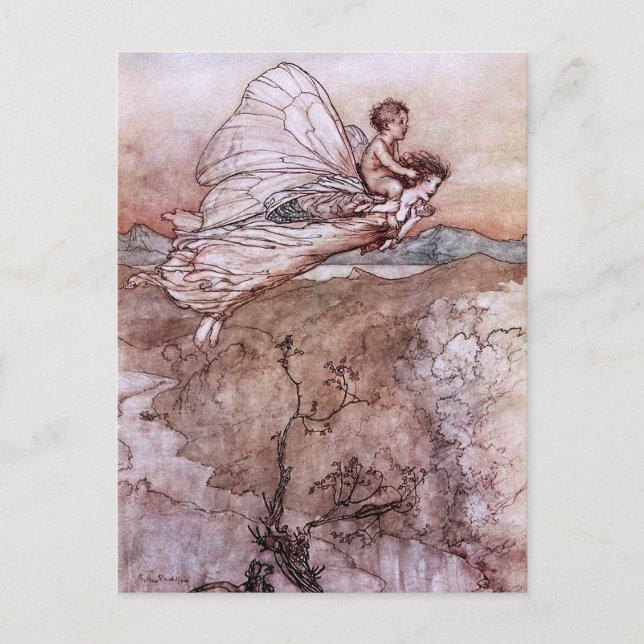 Antique Arthur Rackham Fairy Illustration Postkarte (Vorderseite)