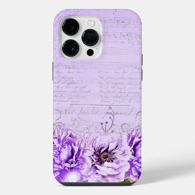 ANTIQUE AUSSICHTSKRIPT UND BLUME iPhone 14 PRO MAX  HÜLLE (Rückseite)