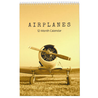 Antique Avions Biplanes Calendrier 12 mois