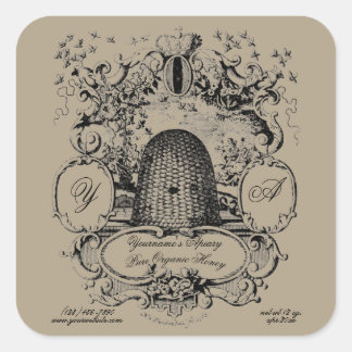 Antique Beehive Cartouche Étiquette de miel Modèle